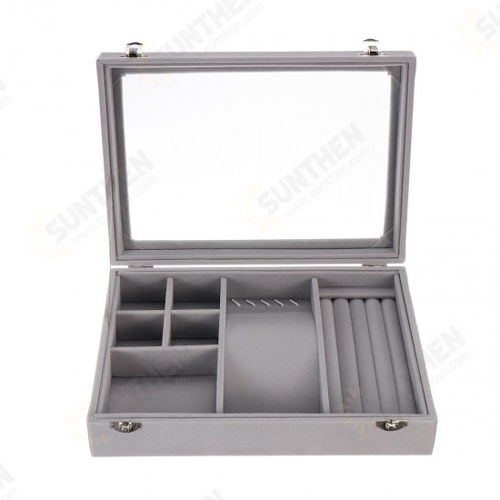 Soft Velvet Jewelry Tray Organizer Ring Storage Box Display Earring Case Soft Velvet Jewelry Tray Organizer Ring Storage Box Display Earring Case