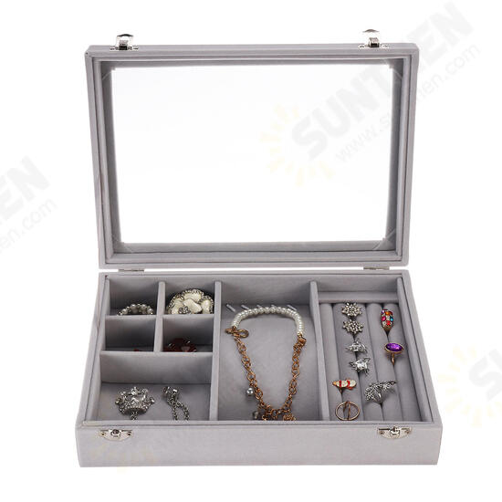 Soft Velvet Jewelry Tray Organizer Ring Storage Box Display Earring Case Soft Velvet Jewelry Tray Organizer Ring Storage Box Display Earring Case