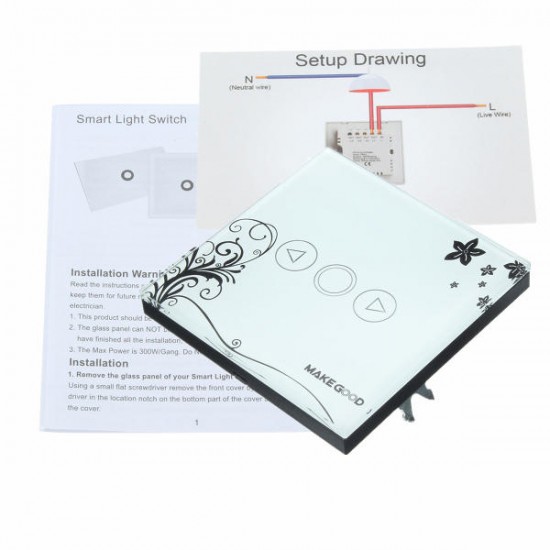 UK Standard Wall Mount Touch Dimmer Switch Panel Switches