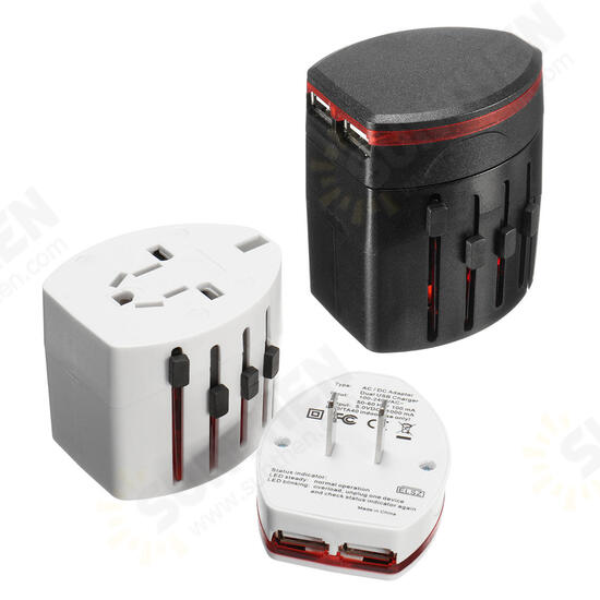 Universal Travel AC Power Charger Adapter Converter AU/UK/US/EU Plug with 2 USB Ports