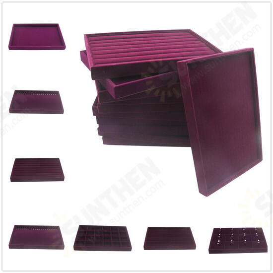 Velvet Jewelry Ring Earring Display Tray Holder Organizers Storage Box Showcase Tray Rack