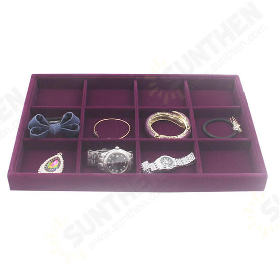 Velvet Jewelry Ring Earring Display Tray Holder Organizers Storage Box Showcase Tray Rack