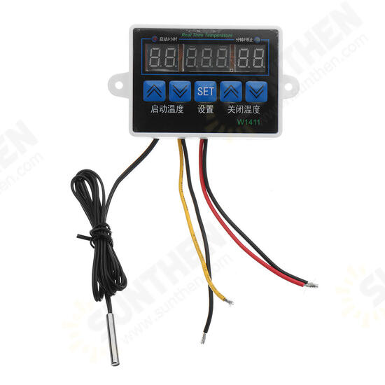 W1411 12V 24V 220V 10A LED Digital Temperature Controller Thermostat Control Switch Sensor for Greenhouses Aquatic Animal Husbandry