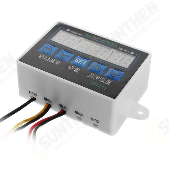 W1411 12V 24V 220V 10A LED Digital Temperature Controller Thermostat Control Switch Sensor for Greenhouses Aquatic Animal Husbandry