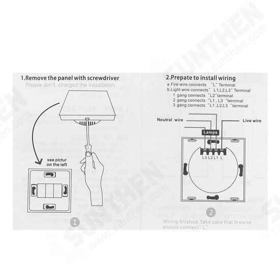 WHF01 433MHZ RF Remote Control Switch Touch Wall Switch Panel Smart Switch 86 Type Smart Panel Switch