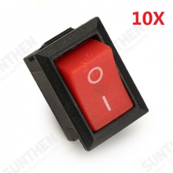 KCD-101 250V 6A Copper Boat Rocker Switch 2-Pin Plastic Button ON/Off SPST 10pcs