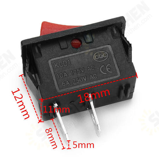 KCD-101 250V 6A Copper Boat Rocker Switch 2-Pin Plastic Button ON/Off SPST 10pcs KCD-101 250V 6A Copper Boat Rocker Switch 2-Pin Plastic Button ON/Off SPST 10pcs