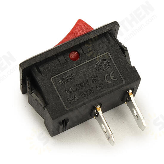 KCD-101 250V 6A Copper Boat Rocker Switch 2-Pin Plastic Button ON/Off SPST 10pcs KCD-101 250V 6A Copper Boat Rocker Switch 2-Pin Plastic Button ON/Off SPST 10pcs