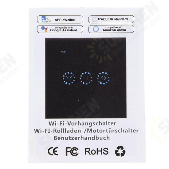 WiFi Curtain Switch Smart WiFi Touch Panel Smart Switch Door Wall Touch Remote Control For Roller Shutter Electric Curtains WiFi Curtain Switch Smart WiFi Touch Panel Smart Switch Door Wall Touch Remote Control For Roller Shutter Electric Curtains