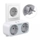 TS-321-DE 3600W 4 in 1 EU Wall Socket Extender with 2 AC Outlets/2 USB Ports Travel Power Adapter Overload Protection Sockets for Home/Office