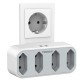 TS-325-DE 2300W Wall USB Socket German/EU Plug Power Strip with 4 AC Outlets/2 USB Ports 5V 2.4A Charger Overload Protection Outlets