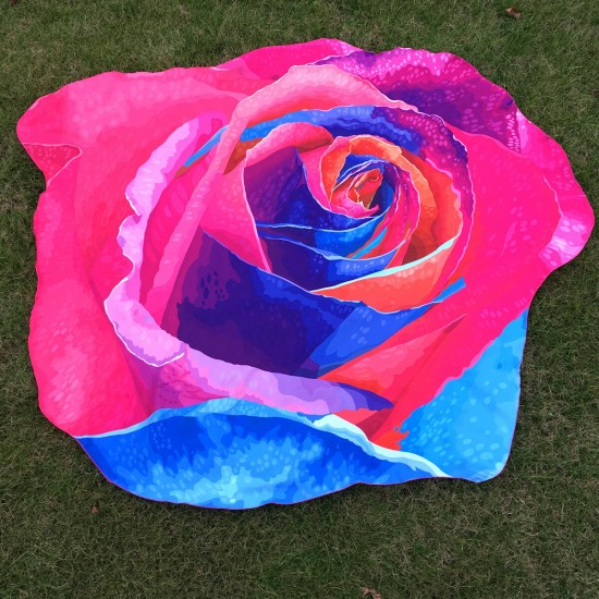 WX-89 147cm 3D Simulation Rose Beach Towel Mat Romantic Women Shawl Bed Sheet Tapestry