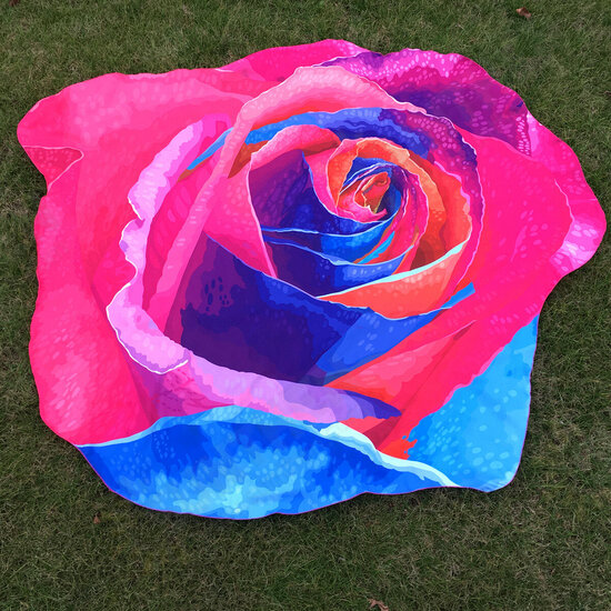 WX-89 147cm 3D Simulation Rose Beach Towel Mat Romantic Women Shawl Bed Sheet Tapestry