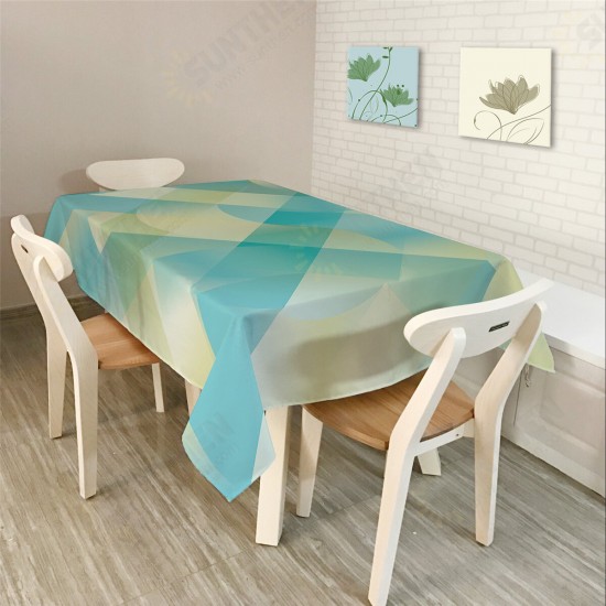 Modern Simple Rectangle Polyester Tablecloth Colorful Triangle Geometry