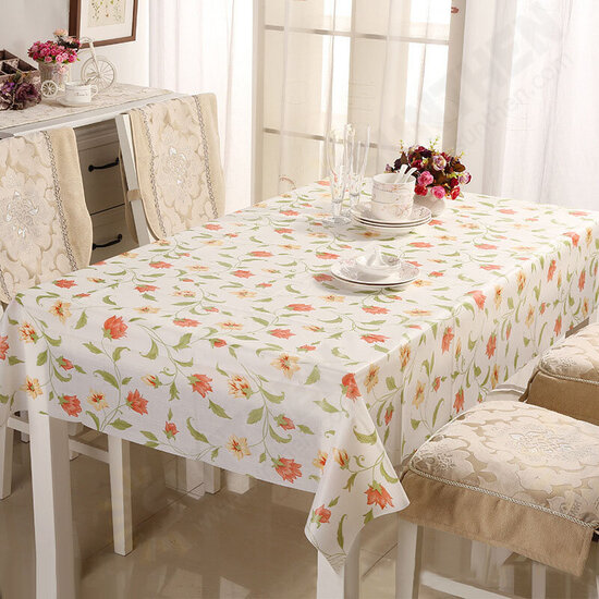 PVC Tasteless Waterproof Tablecloth Transparent Soft Glass Table Mat Stripe Grid Printing