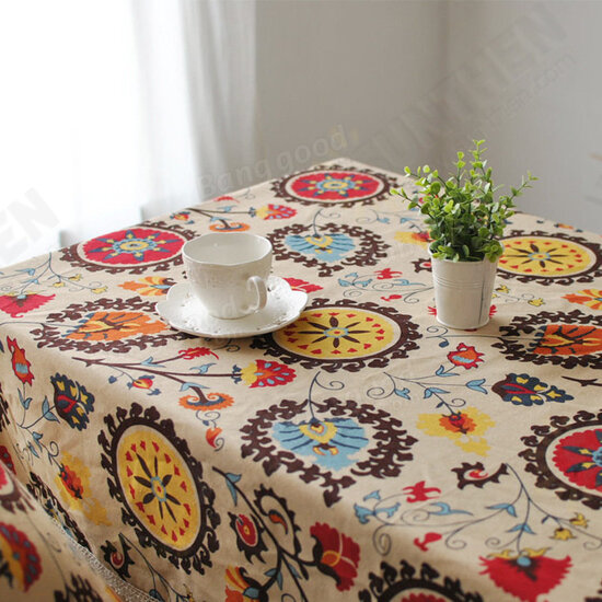 Sun flower Cotton Linen Tableware Mat Table Runner Tablecloth Desk Cover Heat Insulation Bowl Pad