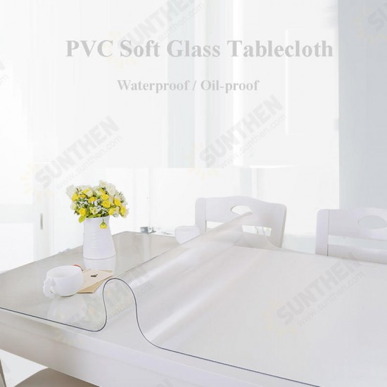 Wipe Clean Transparent Tablecloth Mat PVC Glass Effect Antifouling Table Protection Cover