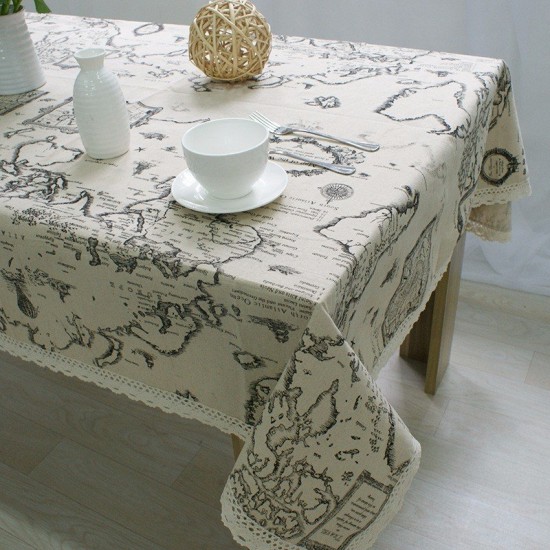 World Map Tablecloth High Quality Lace Tablecloth Decorative Elegant Tablecloth Linen Table Cover