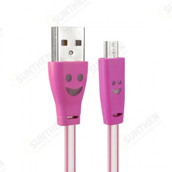 1.0M USB 2.0 to Micro USB Smile LED Charging Data Line for Tablet Cell Phone