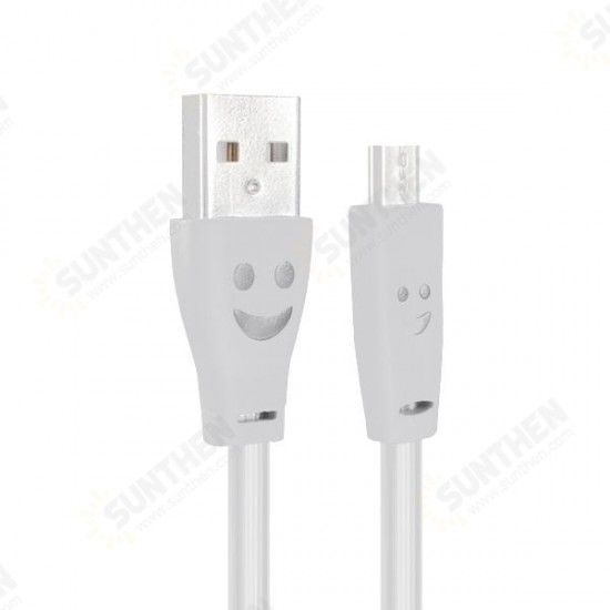 1.0M USB 2.0 to Micro USB Smile LED Charging Data Line for Tablet Cell Phone