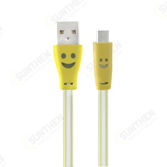 1.0M USB 2.0 to Micro USB Smile LED Charging Data Line for Tablet Cell Phone