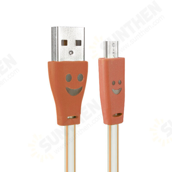 1.0M USB 2.0 to Micro USB Smile LED Charging Data Line for Tablet Cell Phone