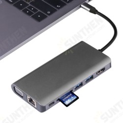 310C 8 in 1 USB 3.1 Type C Data HUB with 2*USB 3.0 4K HD VGA RJ45 SD Card Reader Docking Station for Tablet Laptop 310C 8 in 1 USB 3.1 Type C Data HUB with 2*USB 3.0 4K HD VGA RJ45 SD Card Reader Docking Station for Tablet Laptop