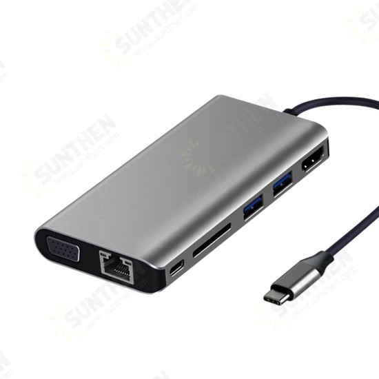 310C 8 in 1 USB 3.1 Type C Data HUB with 2*USB 3.0 4K HD VGA RJ45 SD Card Reader Docking Station for Tablet Laptop