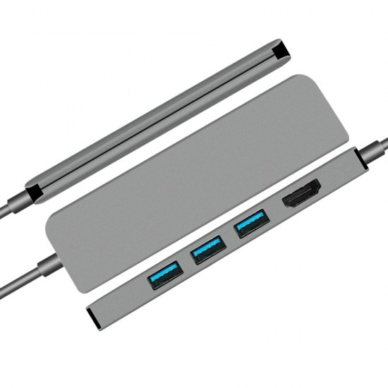 543A 5 in 1 USB 3.1 Type C Data HUB with 3*USB 3.0 4K HD PD Charging Docking Station for Tablet Laptop