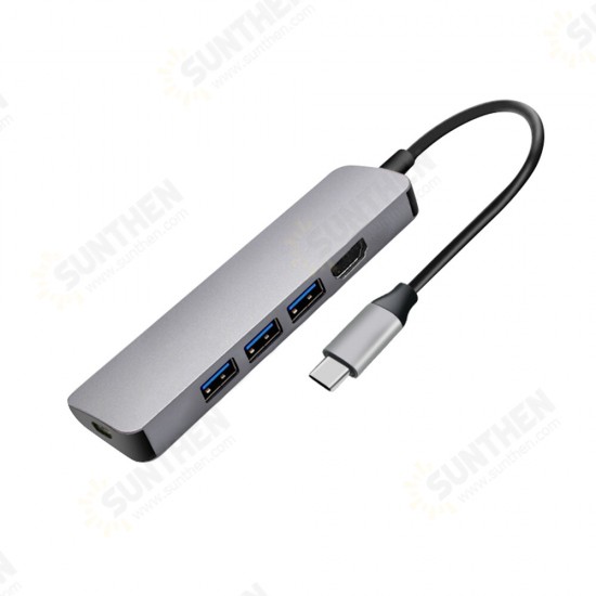 543A 5 in 1 USB 3.1 Type C Data HUB with 3*USB 3.0 4K HD PD Charging Docking Station for Tablet Laptop