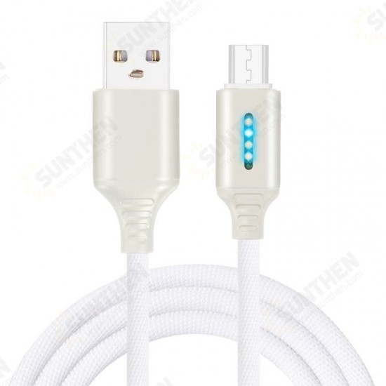 Smart LED Auto Disconnect Charger Nylon Braided Micro USB 2A Tablet Cable-1M