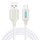 Smart LED Auto Disconnect Charger Nylon Braided Micro USB 2A Tablet Cable-1M