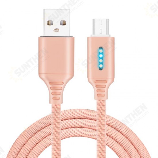 Smart LED Auto Disconnect Charger Nylon Braided Micro USB 2A Tablet Cable-1M