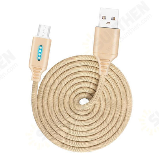 Smart LED Auto Disconnect Charger Nylon Braided Micro USB 2A Tablet Cable-1M