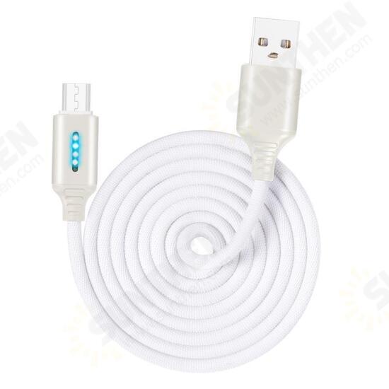 Smart LED Auto Disconnect Charger Nylon Braided Micro USB 2A Tablet Cable-1M