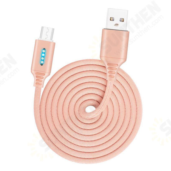 Smart LED Auto Disconnect Charger Nylon Braided Micro USB 2A Tablet Cable-1M