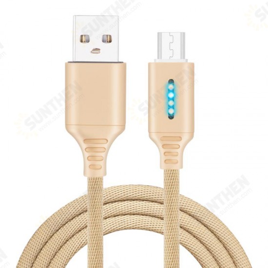 Smart LED Auto Disconnect Charger Nylon Braided Micro USB 2A Tablet Cable-1M