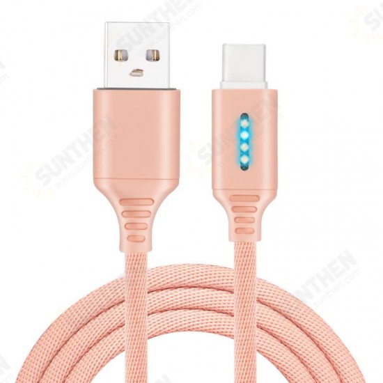 Smart LED Auto Disconnect Charger Nylon Braided Type C 2A Tablet Cable-1M