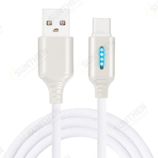 Smart LED Auto Disconnect Charger Nylon Braided Type C 2A Tablet Cable-1M