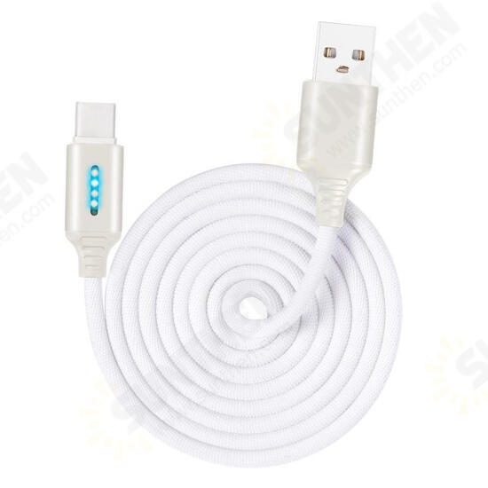 Smart LED Auto Disconnect Charger Nylon Braided Type C 2A Tablet Cable-1M