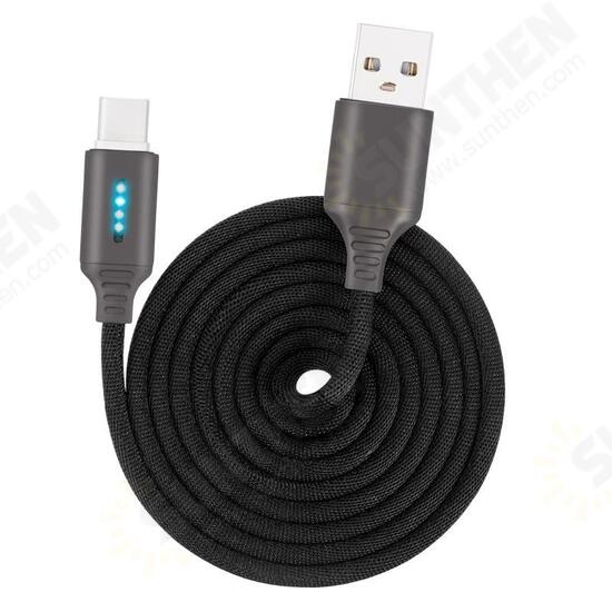 Smart LED Auto Disconnect Charger Nylon Braided Type C 2A Tablet Cable-1M