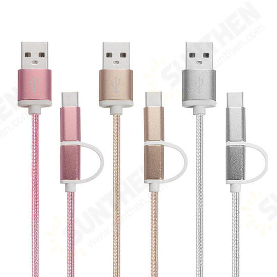 1M Aluminum Nylon Metal Plug Usb Type-C Cable Sync Charge Cable