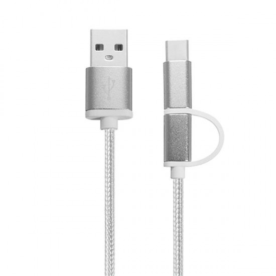 1M Aluminum Nylon Metal Plug Usb Type-C Cable Sync Charge Cable