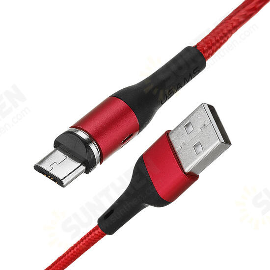 USAMS US-SJ335 U29 Micro USB LED Magnetic Braided Fast Charging Cable 1M For Tablet Smartphone