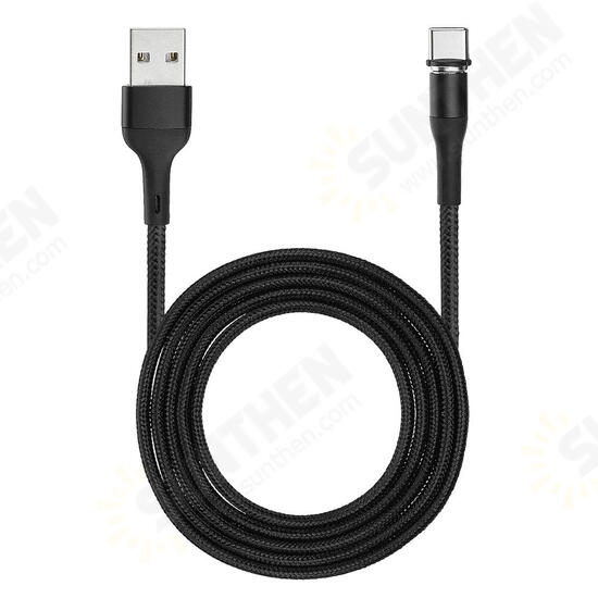 USAMS US-SJ337 U29 Type C LED Magnetic Braided Fast Charging Cable 2M For Tablet Smartphone