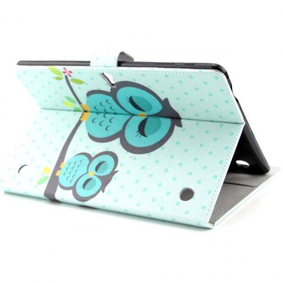 Owl Pattern Folio PU Leather Case Folding Stand Cover For Samsung T800