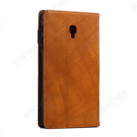 PU Leather Folding Stand Hand Strap Holder Wallet with Cards Slot Tablet Case for Samsung T380 PU Leather Folding Stand Hand Strap Holder Wallet with Cards Slot Tablet Case for Samsung T380