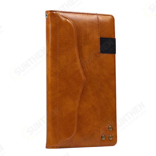 PU Leather Folding Stand Hand Strap Holder Wallet with Cards Slot Tablet Case for Samsung T380