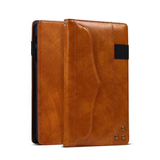 PU Leather Folding Stand Hand Strap Holder Wallet with Cards Slot Tablet Case for Samsung T380