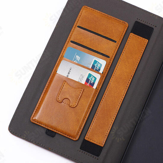 PU Leather Folding Stand Hand Strap Holder Wallet with Cards Slot Tablet Case for Samsung T380